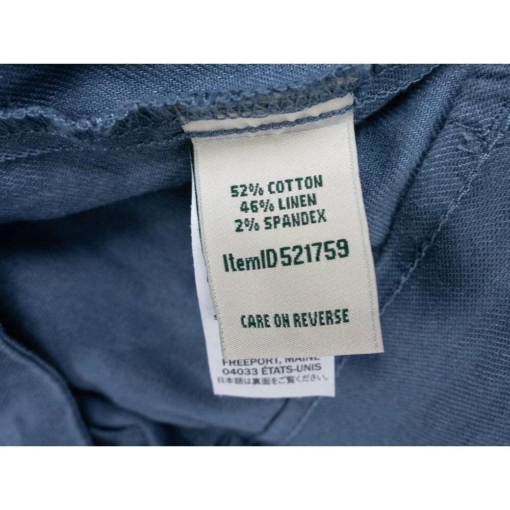 LL Bean Shorts Womens 8 Blue Chino Elastic Waist Stretch Cotton Linen Beach Hike